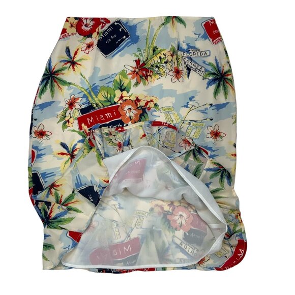 Harold's Miami Theme Hawaiian Silk Skirt 10 Palm Tree Knee Length Florida Beach - Picture 11 of 13